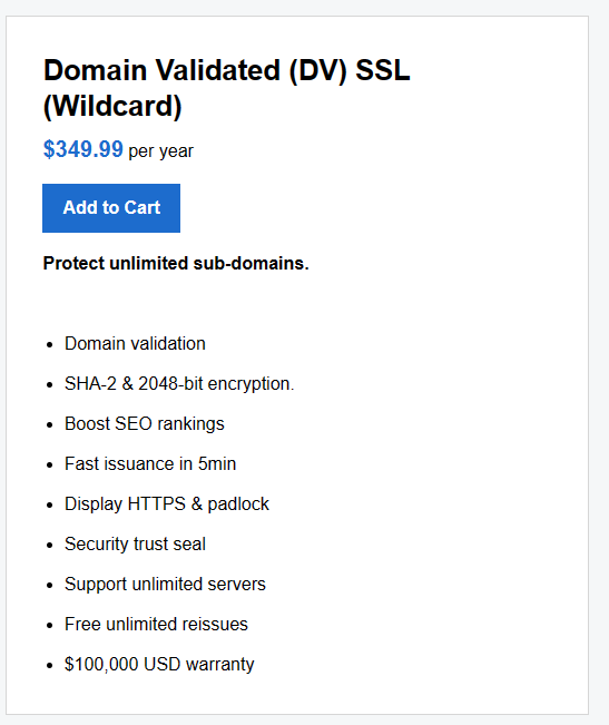 Domain Validated (DV) SSL (Wildcard)