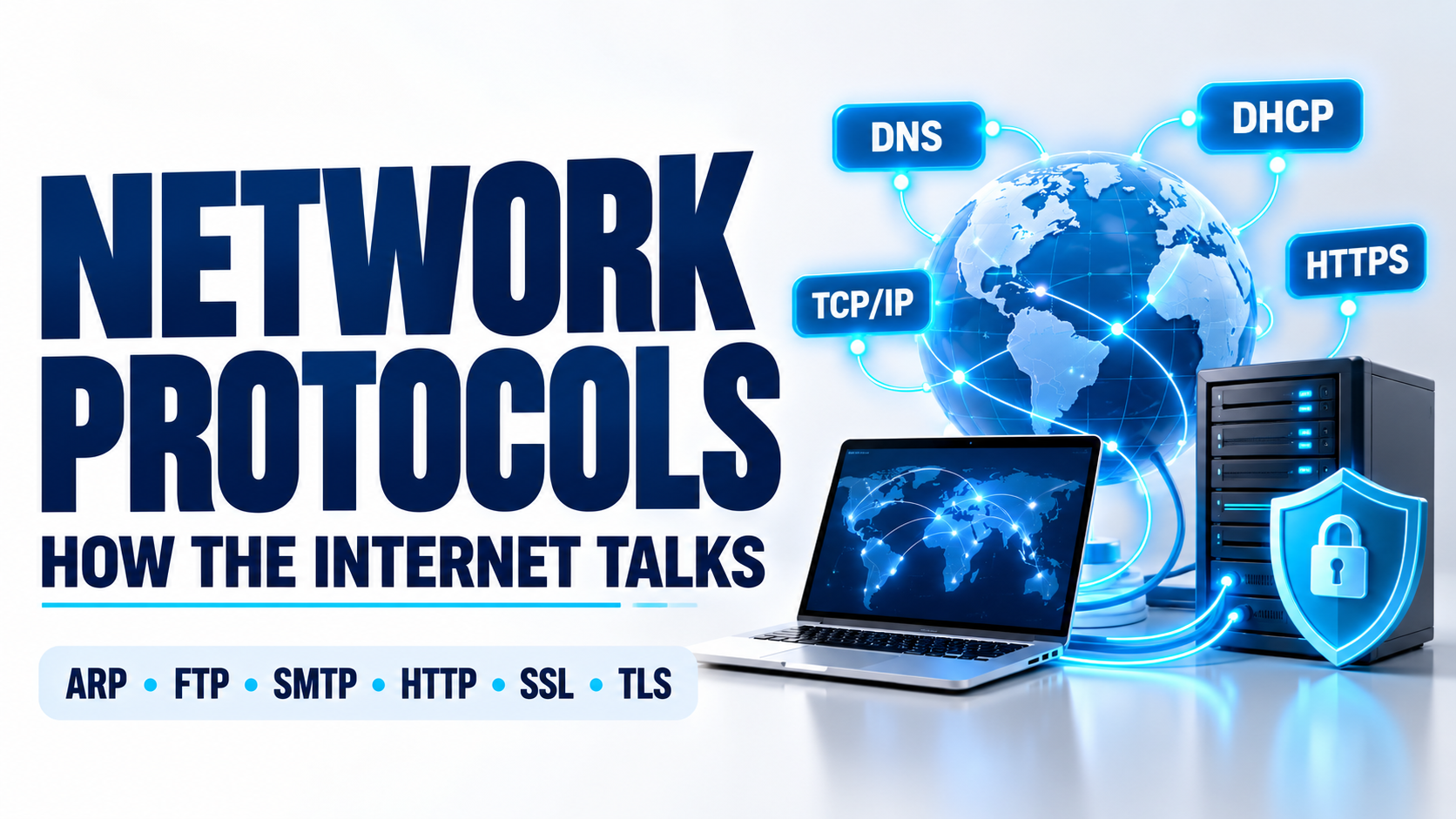 Network Protocols: ARP, FTP, SMTP, HTTP, SSL, TLS, HTTPS, DNS, and DHCP — Networking Fundamentals