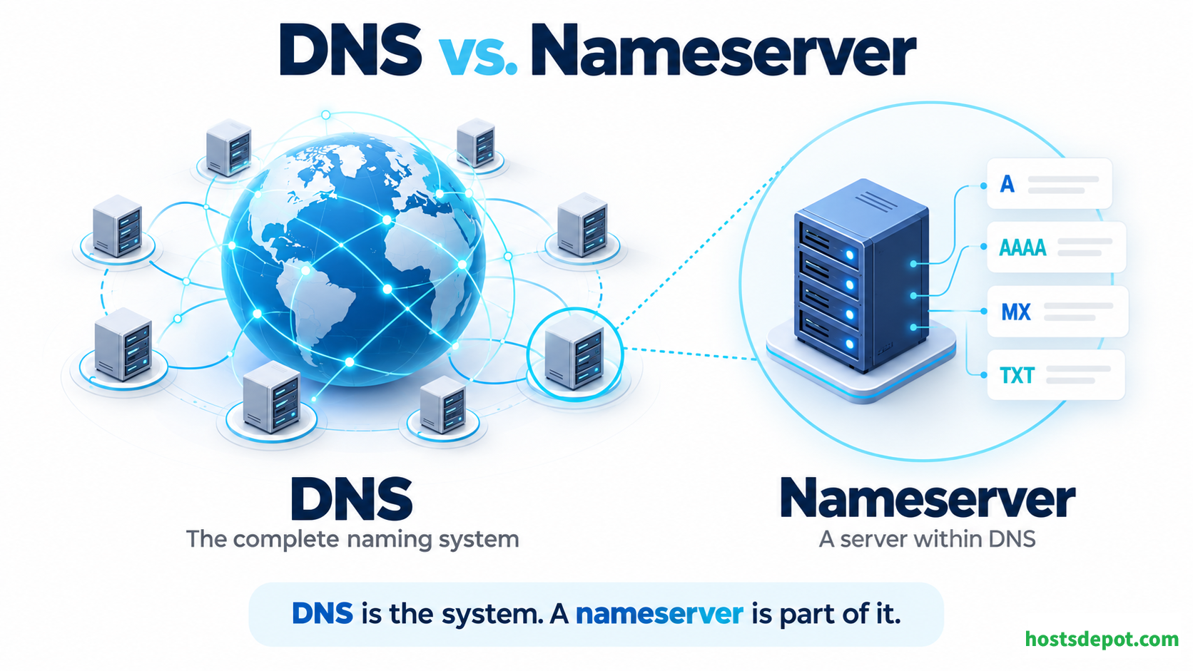 What Is the Difference Between DNS and a Nameserver?